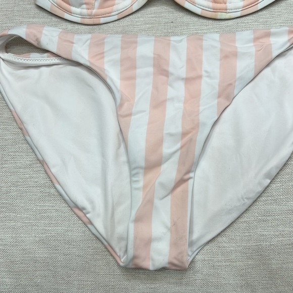 Victoria Secret Swim Pink White Stripe 2 Piece Bikini Swim Set - Picture 3 of 5